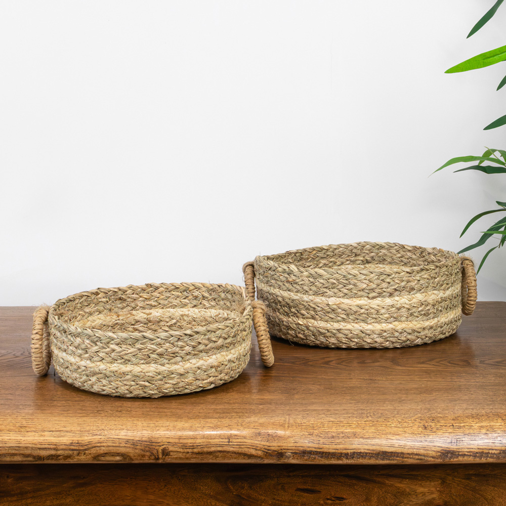 JVL Palma Maize Natural Round Storage Basket 2 Pack Image 7