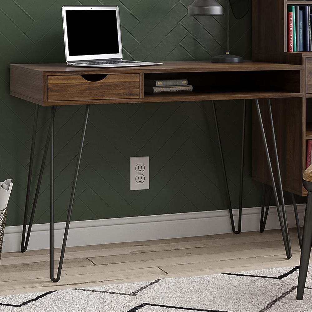 Novogratz Harmony Single Drawer Laptop Desk Walnut Image 1
