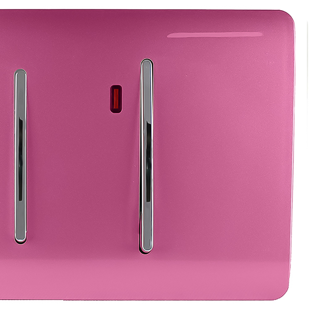 Trendi Switch 45amp and 13amp Candy Pink Cooker Switch and Plug Socket with Neon Image 3