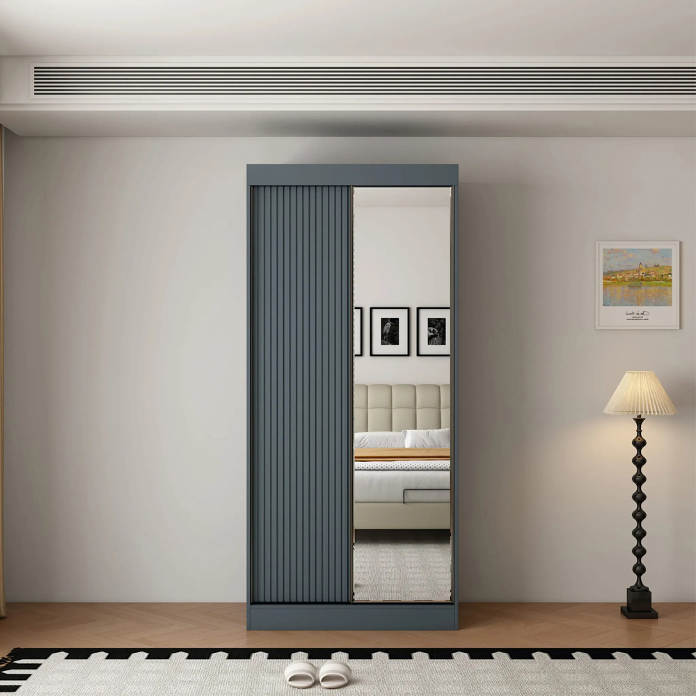 ARTESA Berlin 2 Door Dark Grey Mirrored Sliding Wardrobe Image 3