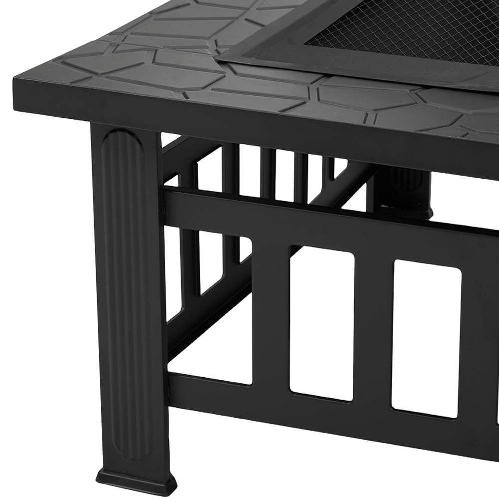 Living and Home Square Garden Fire Pit BBQ Table Image 4