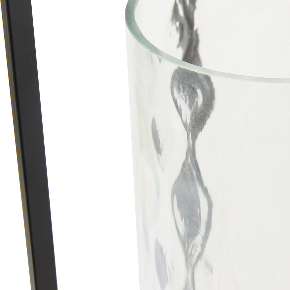 Mari Large Hammered Lantern - Black and Clear Image 4