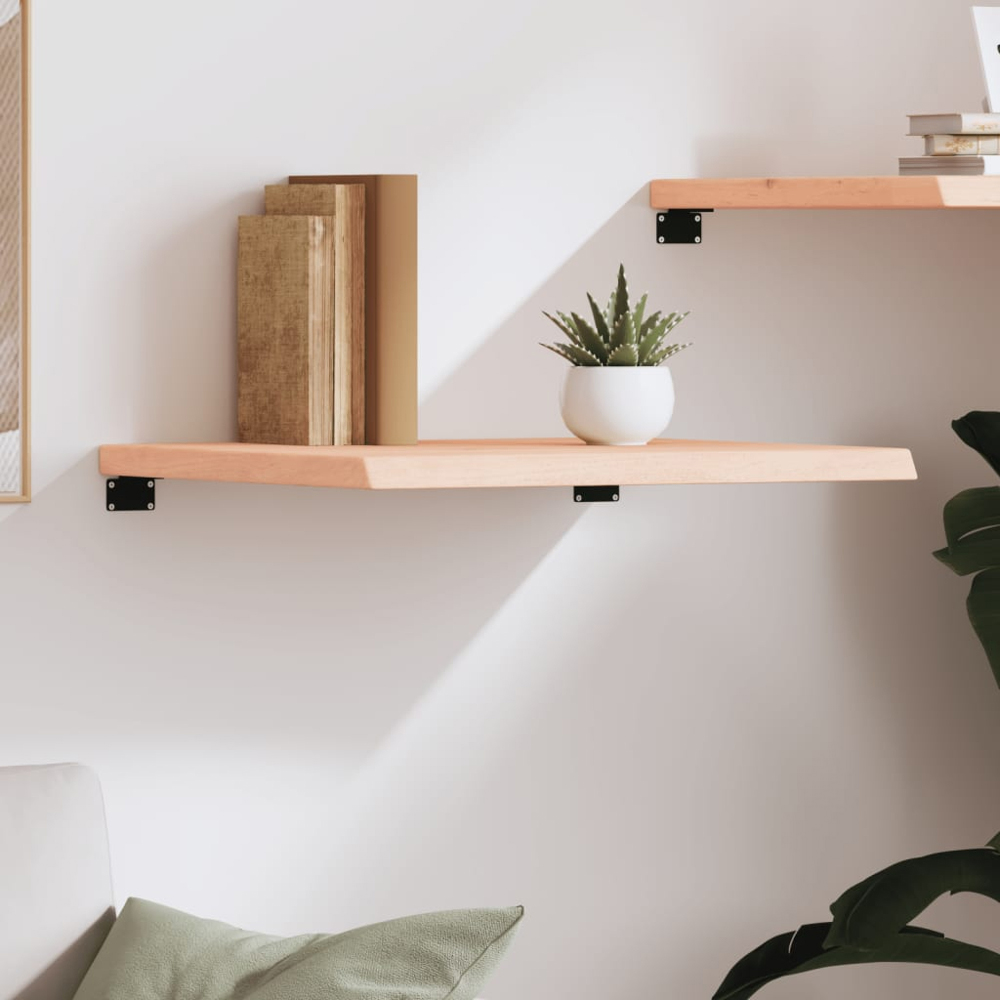 vidaXL 60 x 50 x 4cm Untreated Solid Oak Wood Wall Shelf Image 2