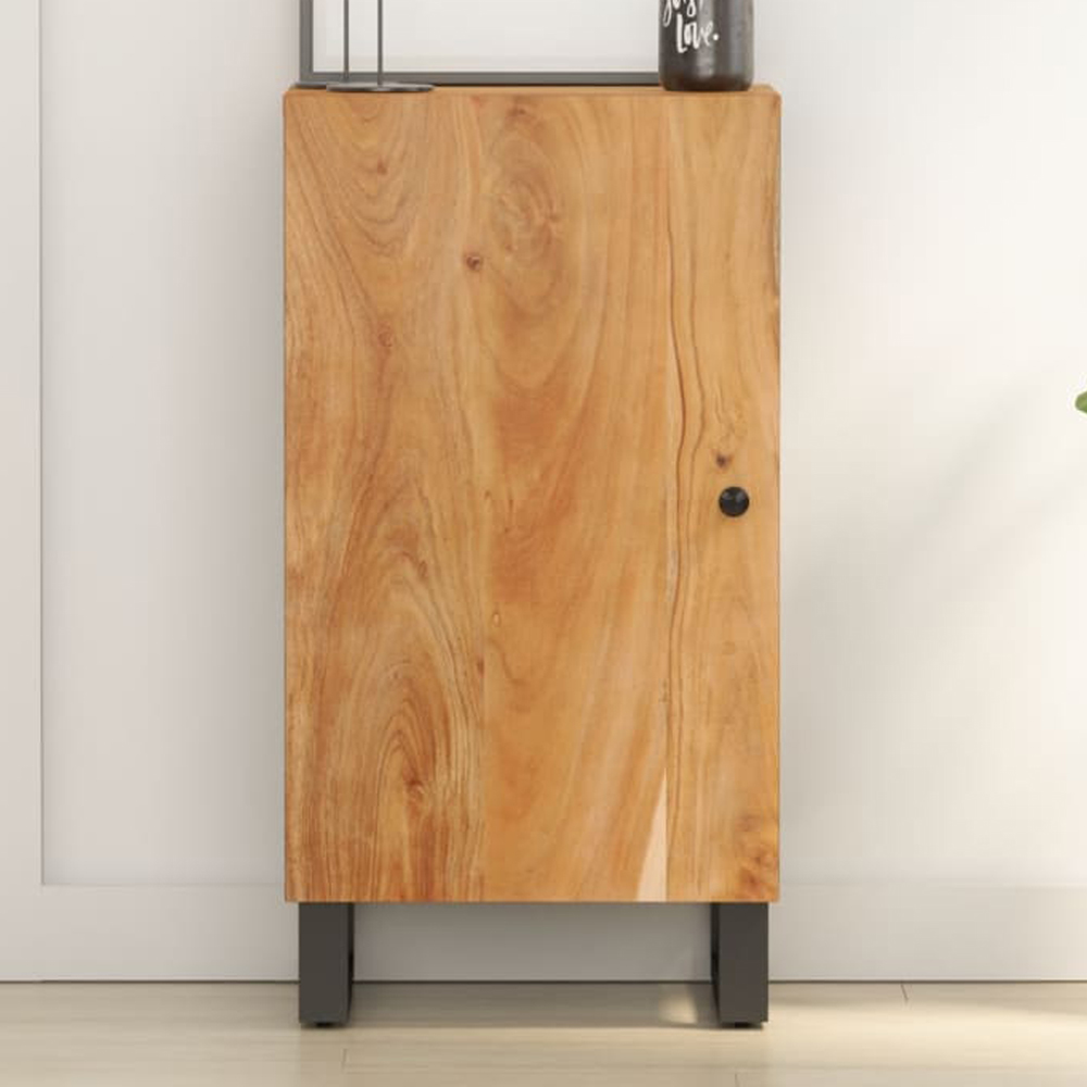 vidaXL Single Door Brown Solid Acacia Wood Sideboard Image 1