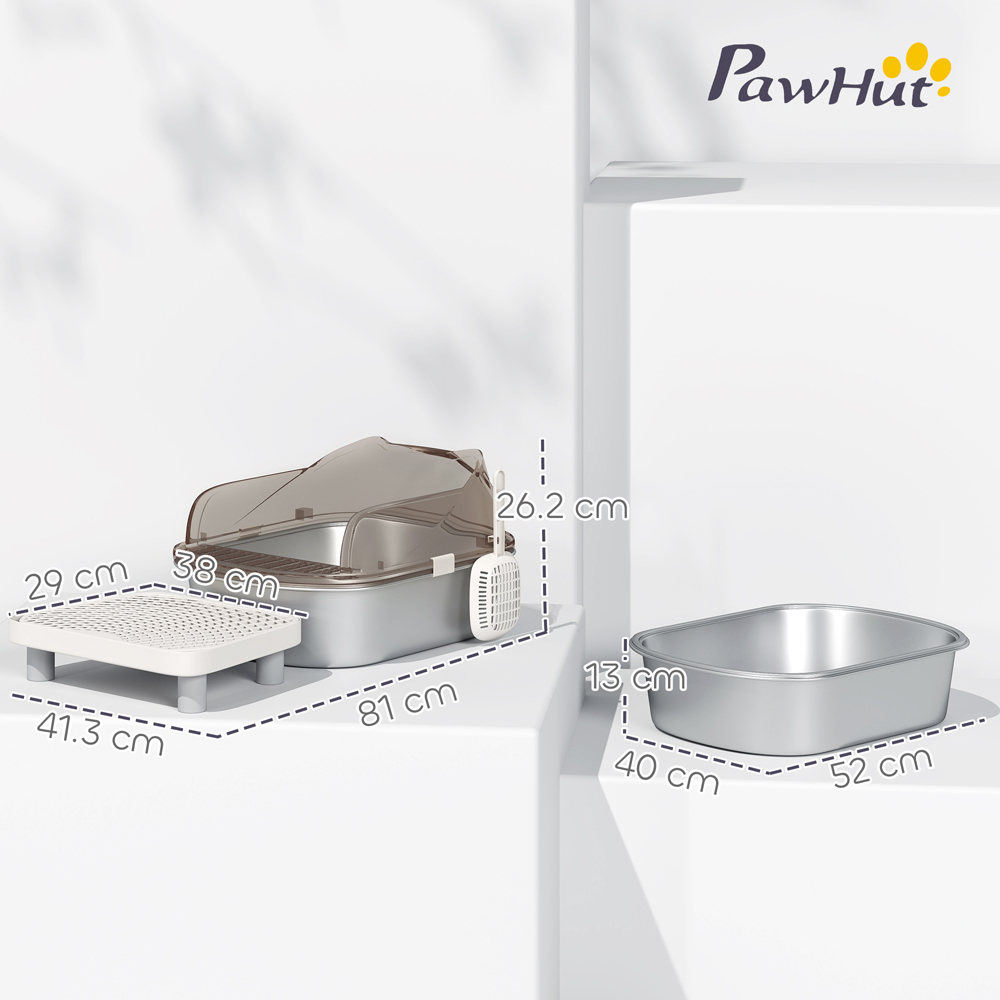 PawHut Stainless Steel Cat Litter Box Image 9