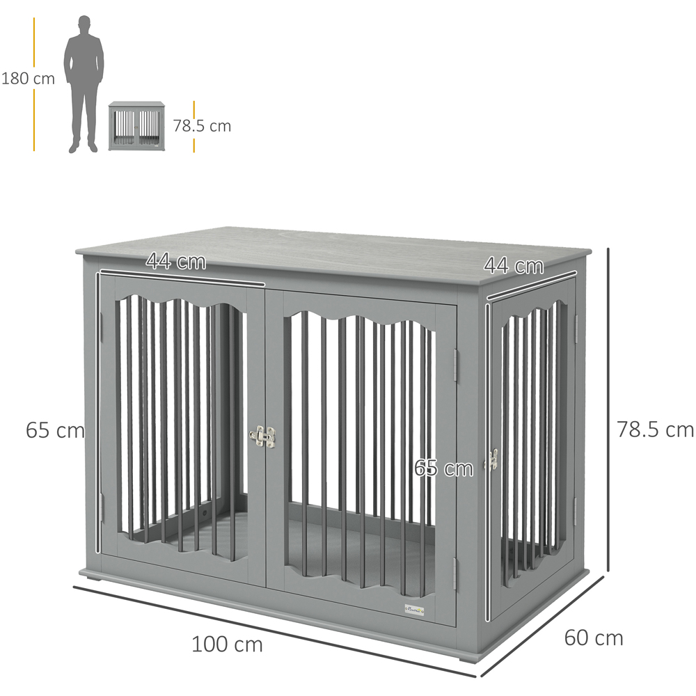 PawHut Grey Large Dog Pet Crate Side Table Image 5