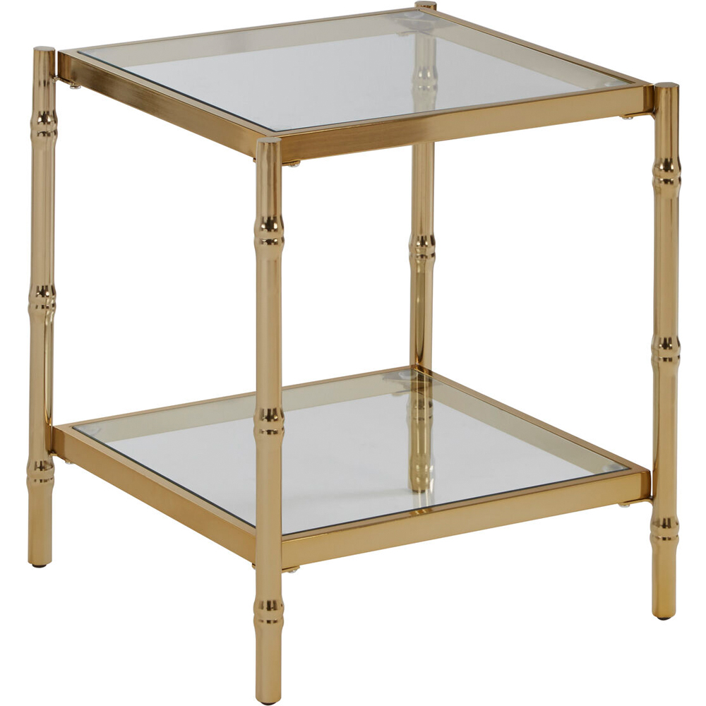 Premier Housewares Kensington Townhouse Single Shelf Gold Finish Knop Square Side Table Image 3