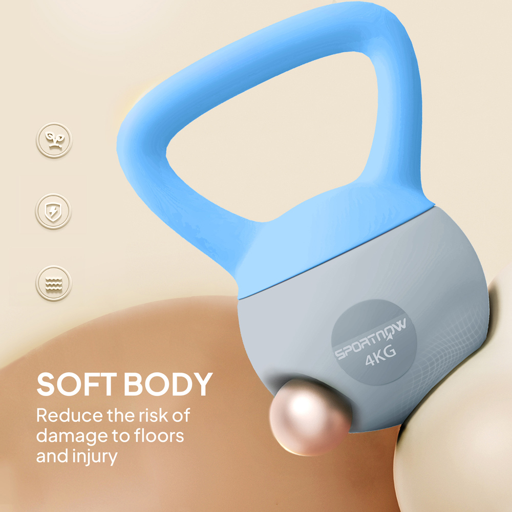 SPORTNOW Blue and Grey Soft Body Kettlebell with Non Slip Handle 4kg Image 7