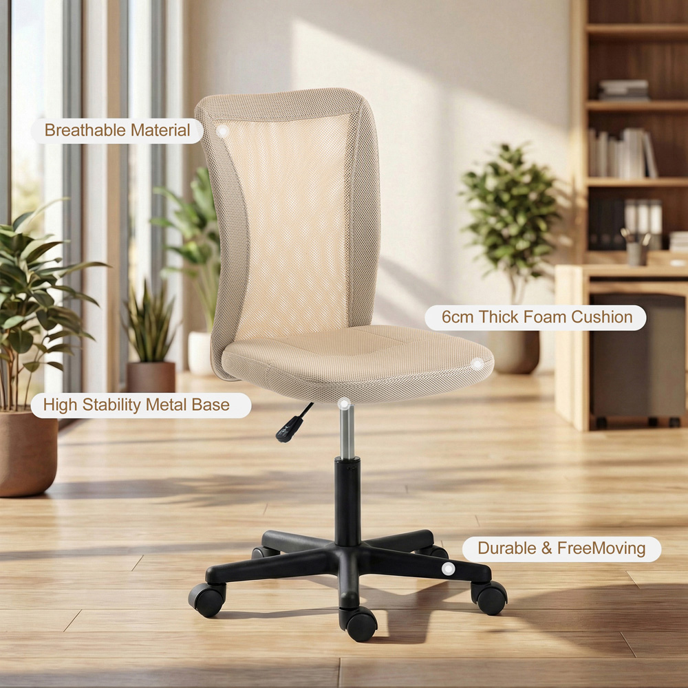 Vinsetto Beige Adjustable Armless Swivel Office Chair Image 7