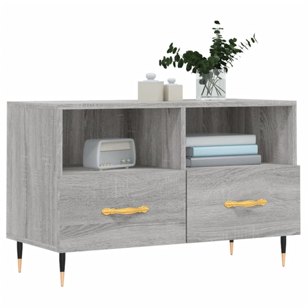 vidaXL 2 Drawer 2 Shelf Grey Sonoma TV Cabinet Image 3