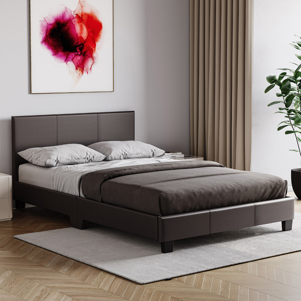 VIDA DESIGNS Lisbon Small Double Brown Faux Leather Bed Frame Image 5