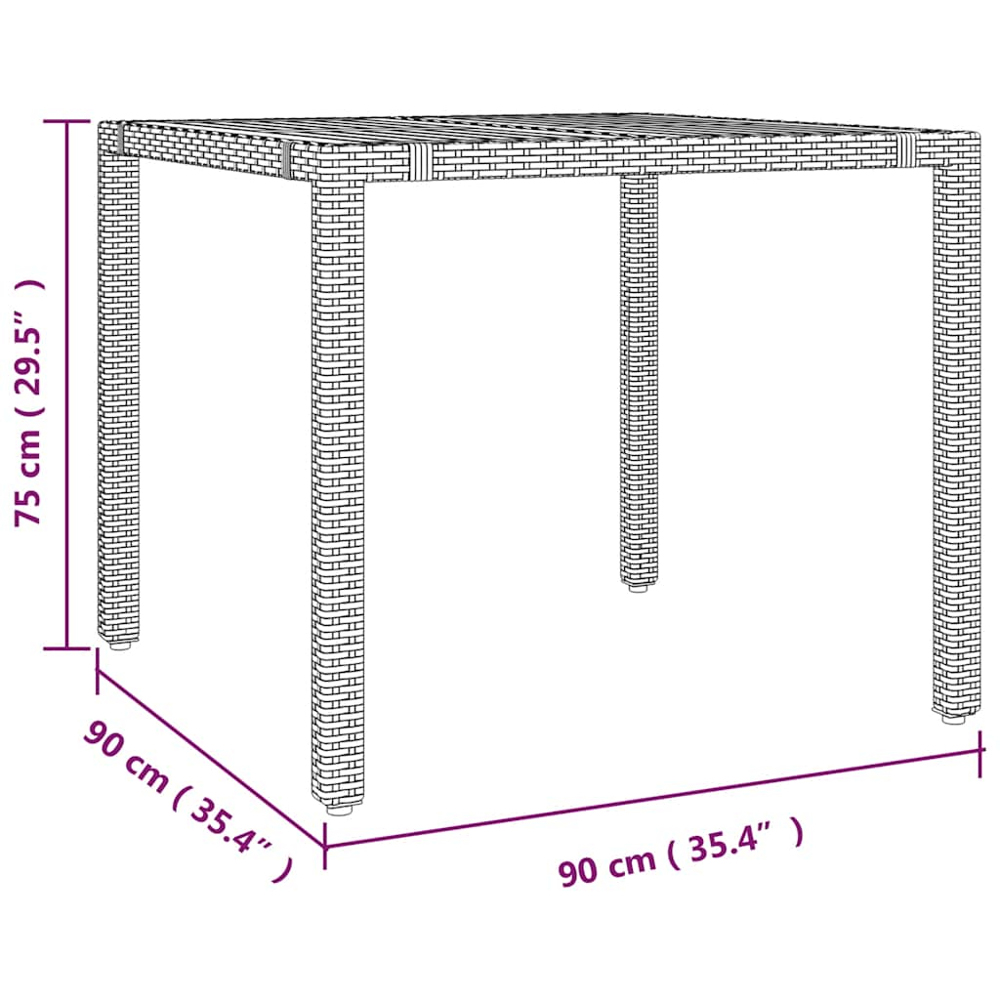 vidaXL 2 Seater Black Polyrattan and Wooden Tabletop Garden Table Image 6