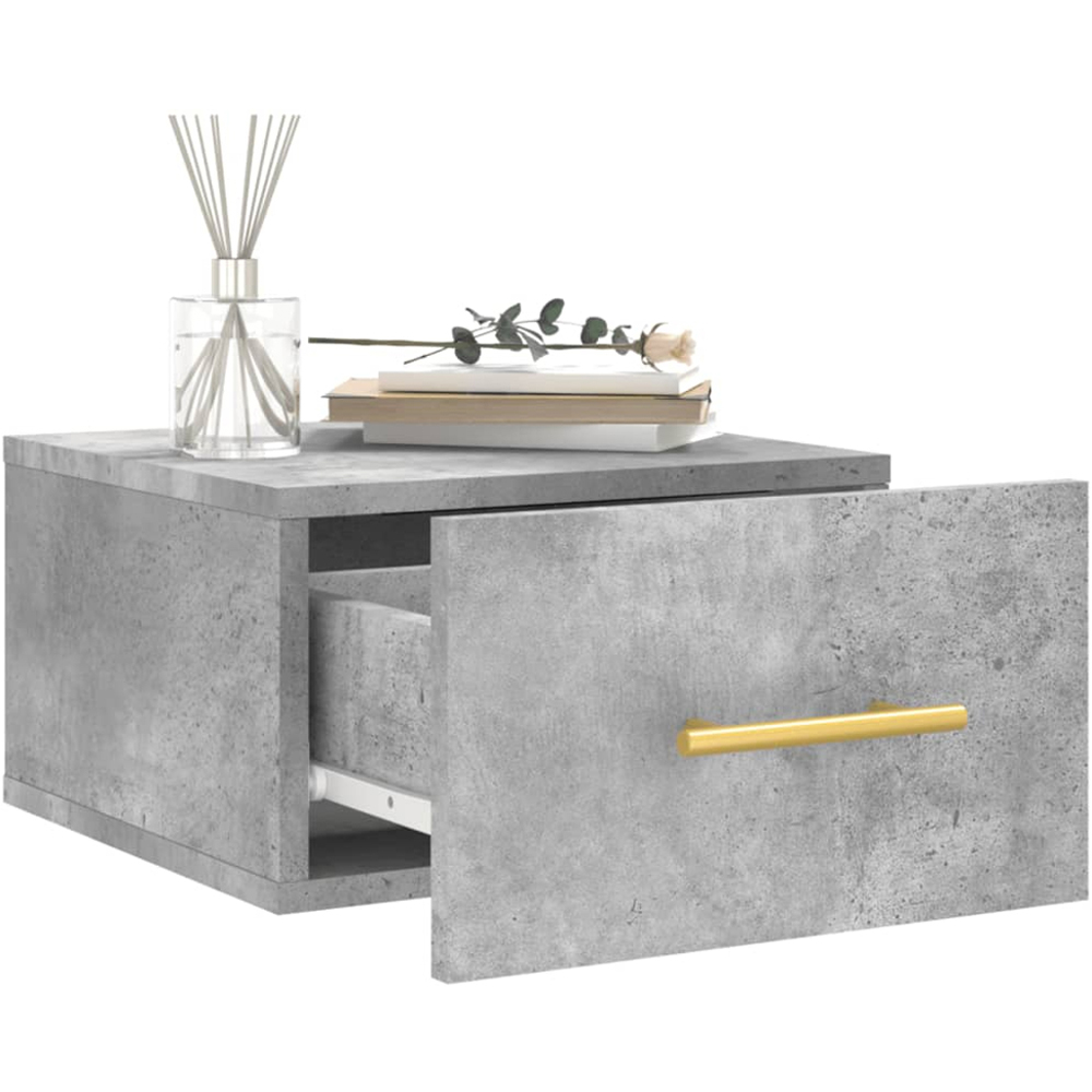 vidaXL Singe Drawer Concrete Grey Wall Mounted Bedside Table Image 4
