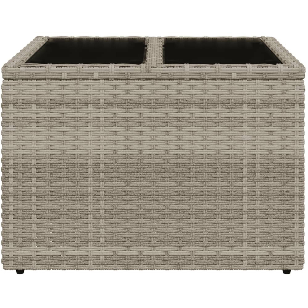 Walplus Light Grey Poly Rattan Glass Top Garden Coffee Table Image 3