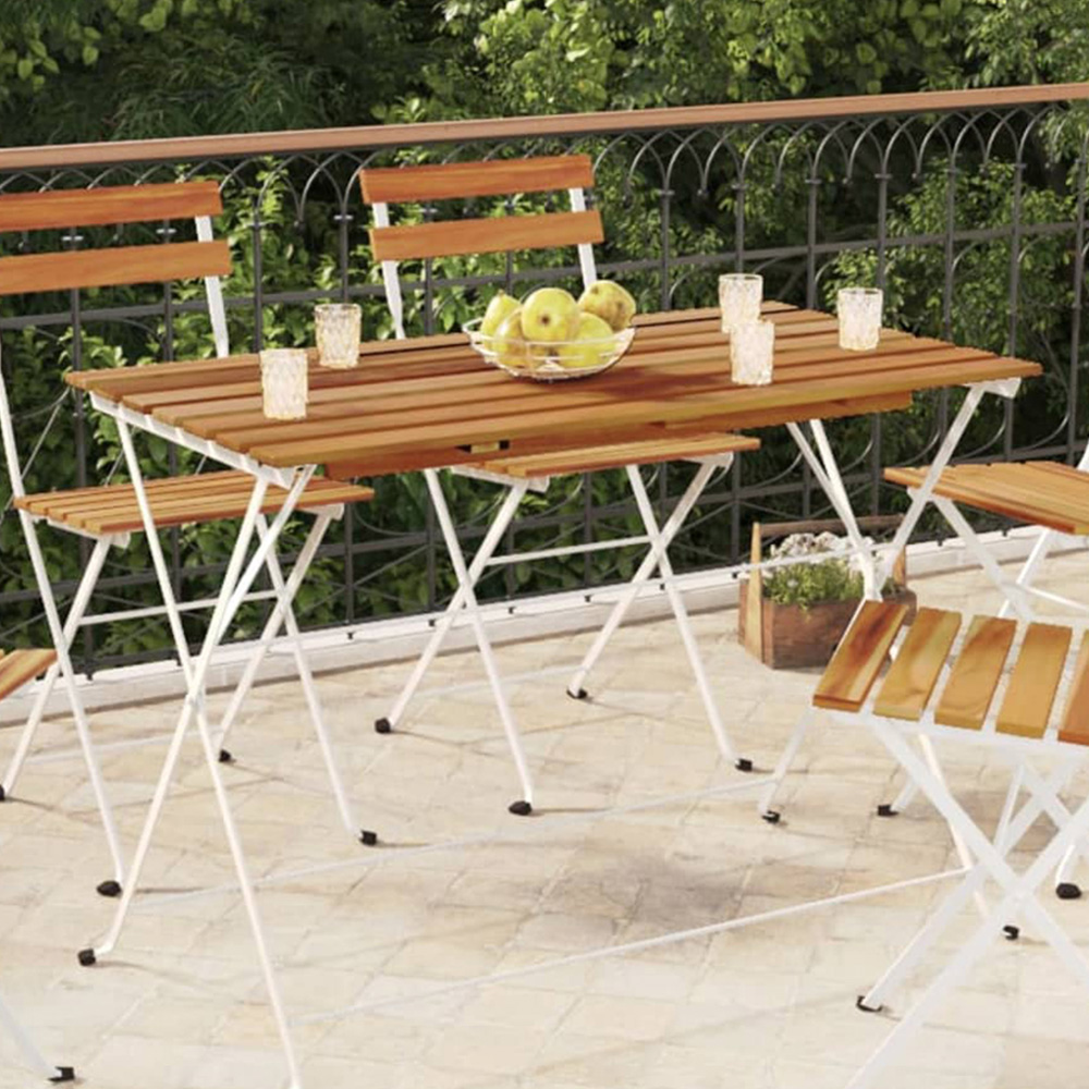 vidaXL 4 Seater Brown and White Foldable Bistro Table Image 1
