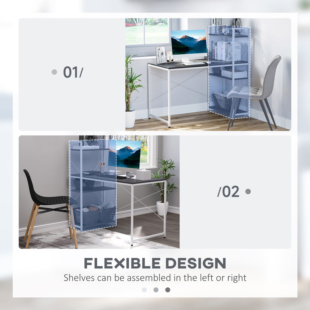 Portland Computer Desk 4 Tier Storage Black and White Image 4