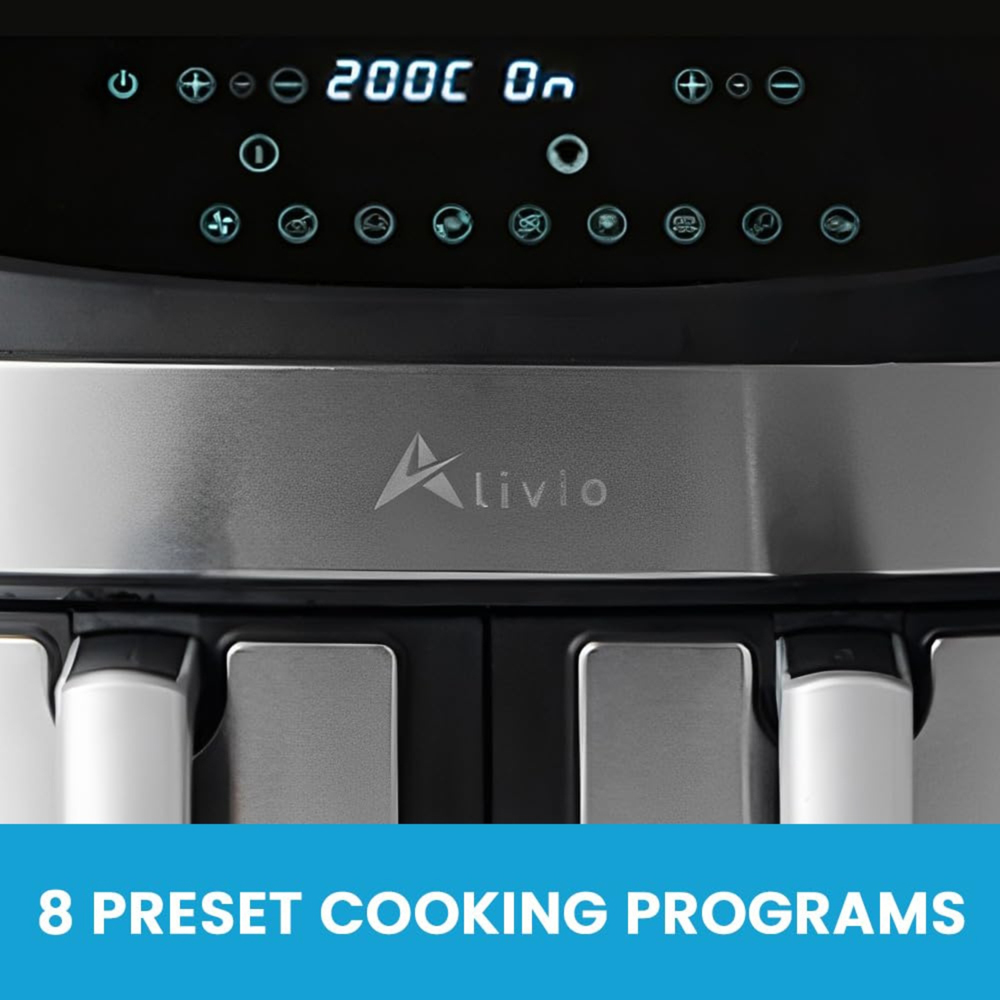 Alivio 9L-AIRFRYER Black and Silver Dual Basket 9L Air Fryer 1700W Image 7