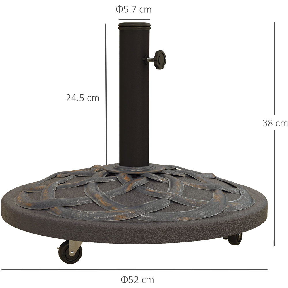 Outsunny Bronze Tone Rolling Parasol Base with Wheels 27kg Image 7