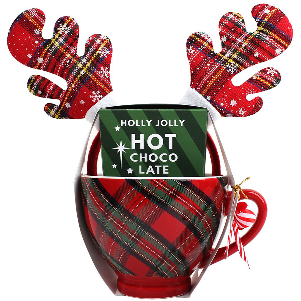 Xmas Mug With Reindeer Headband - Red Image