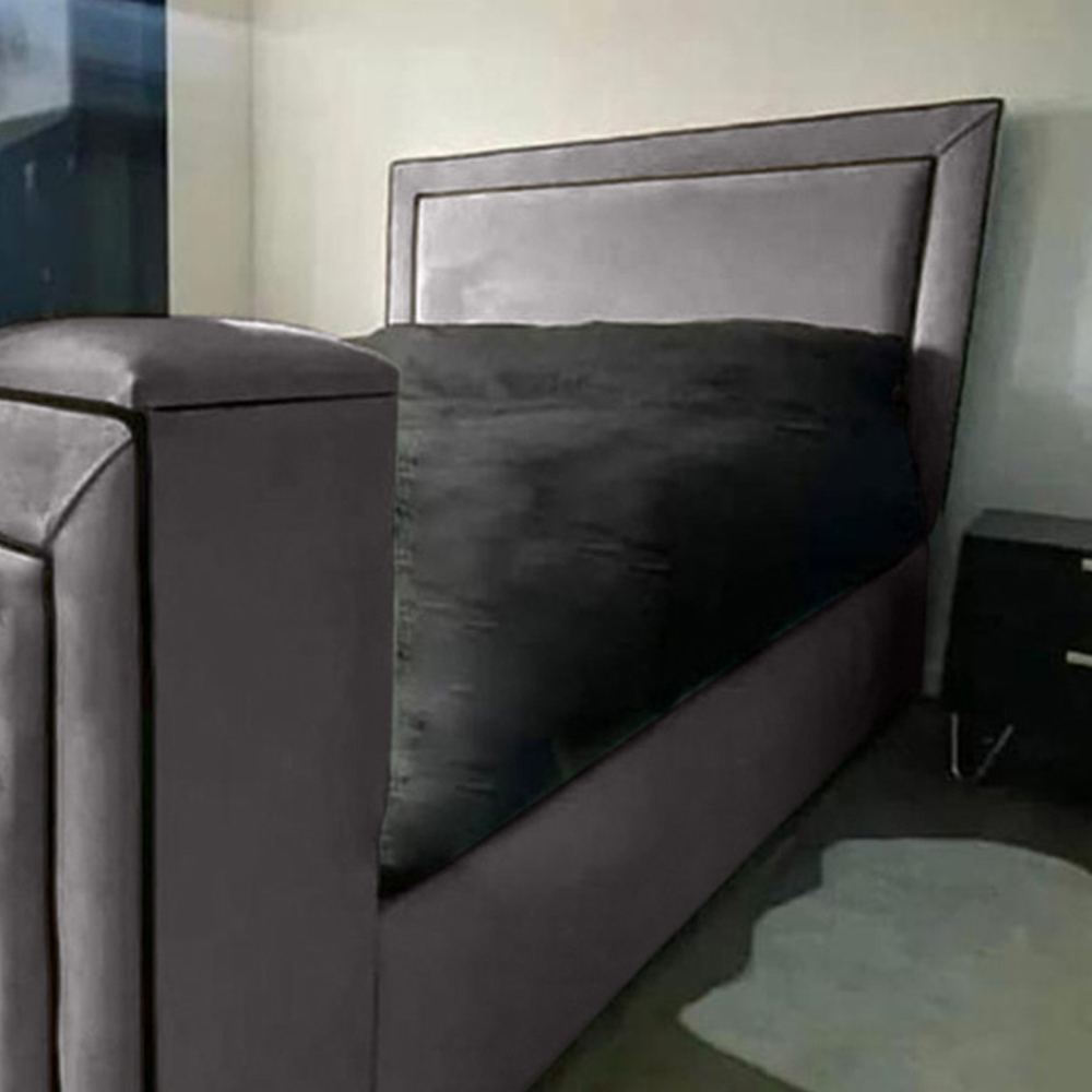 Eleganza Home Bisham Super King Size Silver Plush Velvet TV Bed Frame Image 2