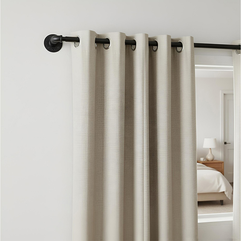 Living and Home 366-427cm Matte Black Telescopic Curtain Pole with Elbow Brackets Image 2