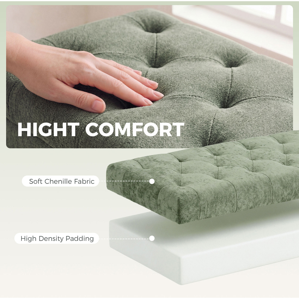 HOMCOM Light Green Chenille Ottoman Storage Box Image 6