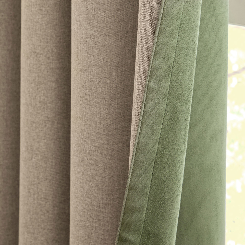 Furn Verso Green Reversible Suede-Look Blackout Eyelet Curtains 168 x 183cm Image 3