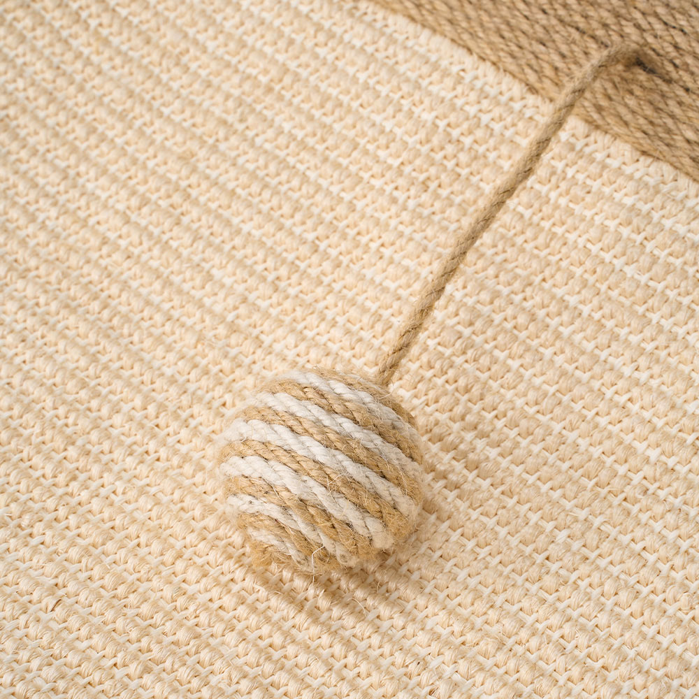 H&O Direct 61 x 40cm 2-in-1 Natural Oval Sisal Cat Scratcher Bed with Toy Ball Image 3