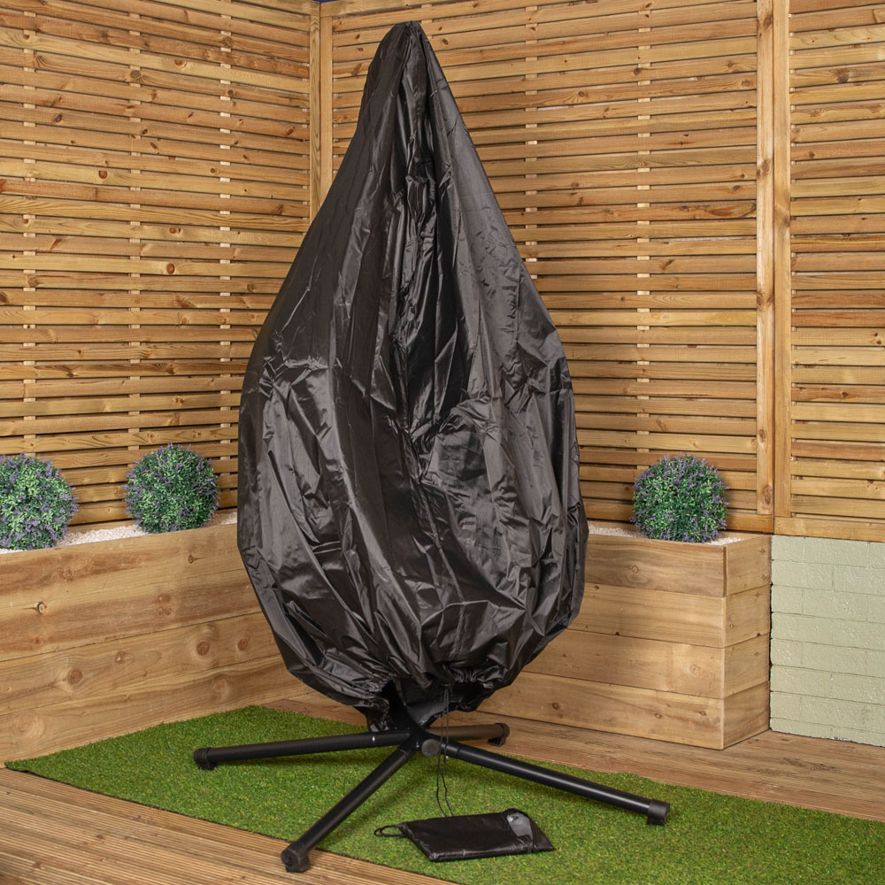 Samuel Alexander Cool Grey Hanging Egg Chair with Waterproof Cover Image 8