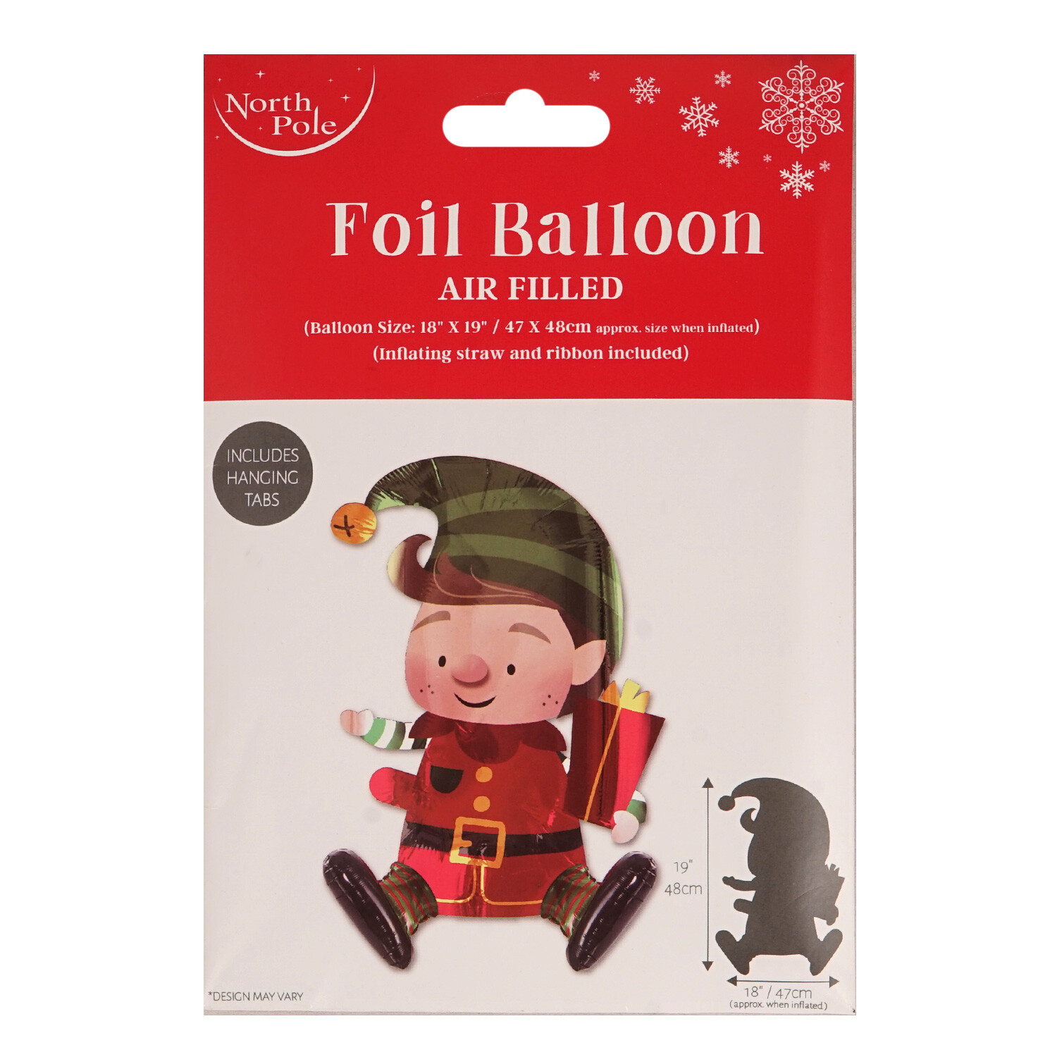 18" Sitting Elf Foil Balloon Image