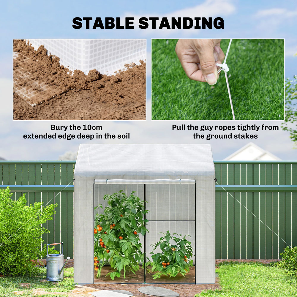 Outsunny White 6.5 x 4.5ft Walk-In Greenhouse with Mesh Windows Image 5