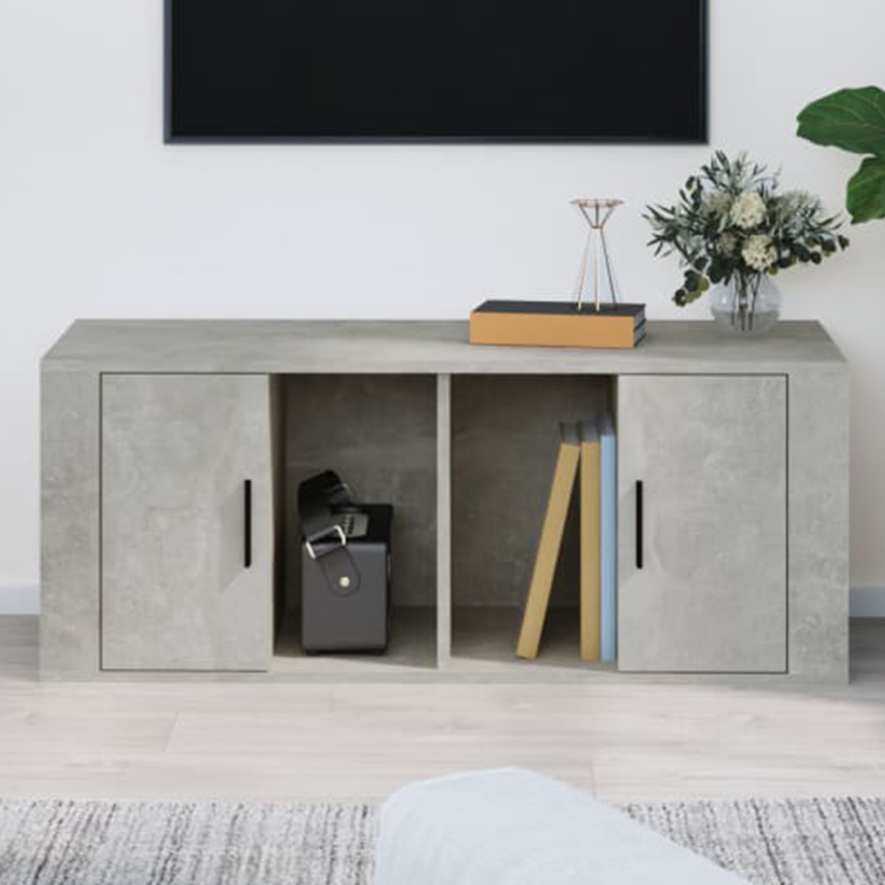 vidaXL 2 Door 2 Shelf Concrete Grey TV Cabinet Image 1