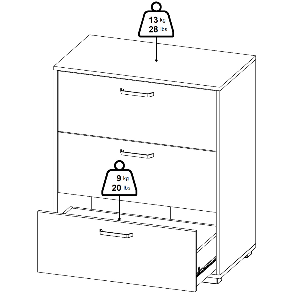 Florence Sofia 3 Drawer Jackson Hickory Chest of Drawers Image 9