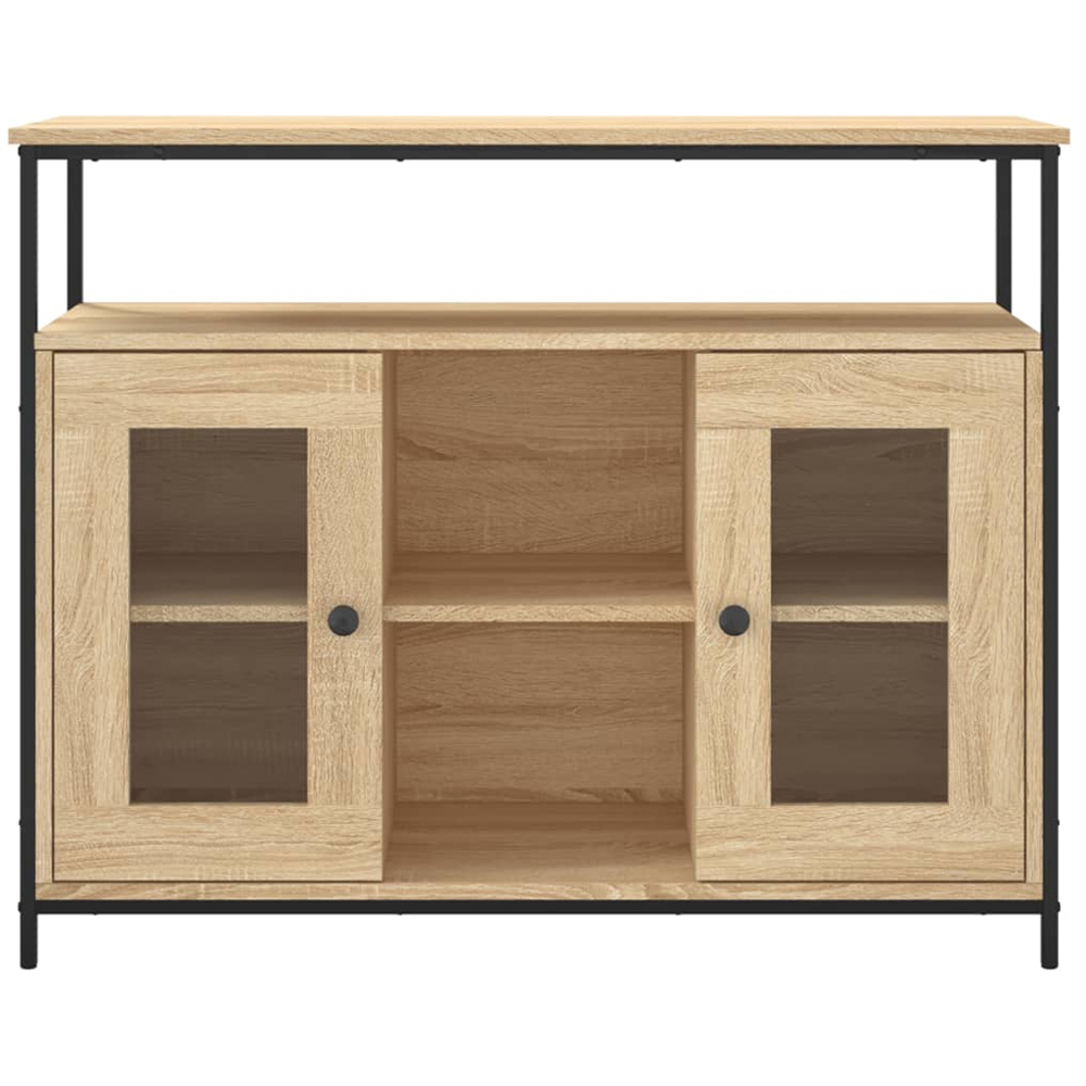 vidaXL 2 Glass Door 3 Shelf Sonoma Oak Wide Sideboard Image 6