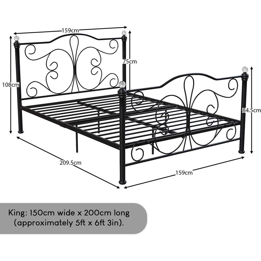 Vida Designs Chicago King Size Black Metal Bed Frame Image 8