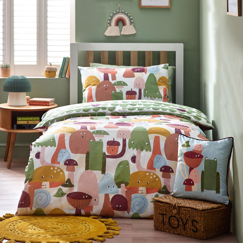 little furn. Funguys Single Multicolour Mushroom Duvet Cover Set Image 4