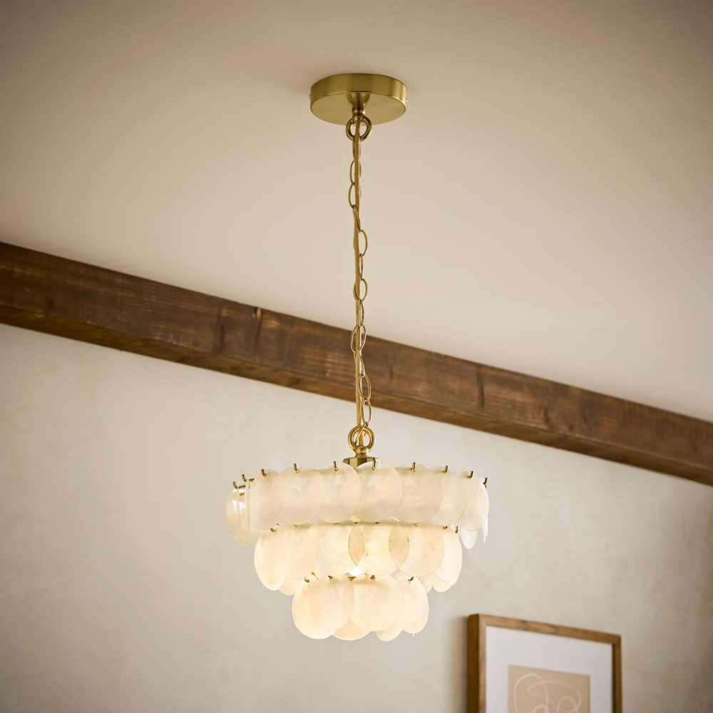 ValueLights Ophelia 3 Tier Capiz Shell Disc LED Chandelier Ceiling Light with Bulb Image 6