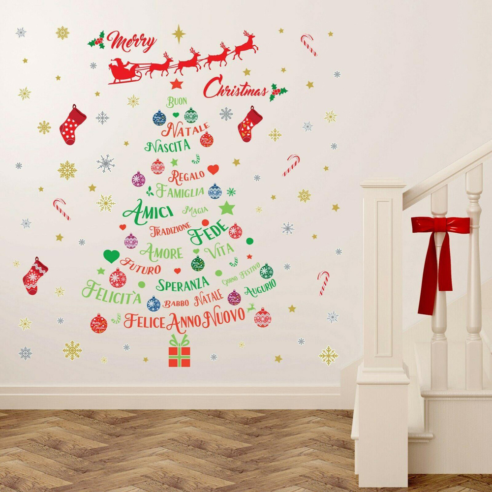 Walplus Italian Quotes Christmas Tree and Decorations Self Adhesive Wall Sticker Image 3