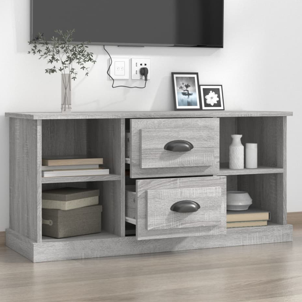 vidaXL 2 Drawer 4 Shelf Grey Sonoma TV Cabinet Image 1