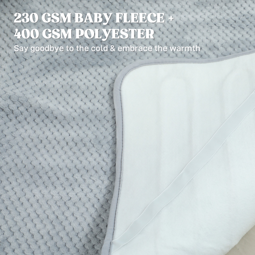 HOMCOM Grey Ultra Soft Velvet Electric Blanket Image 8