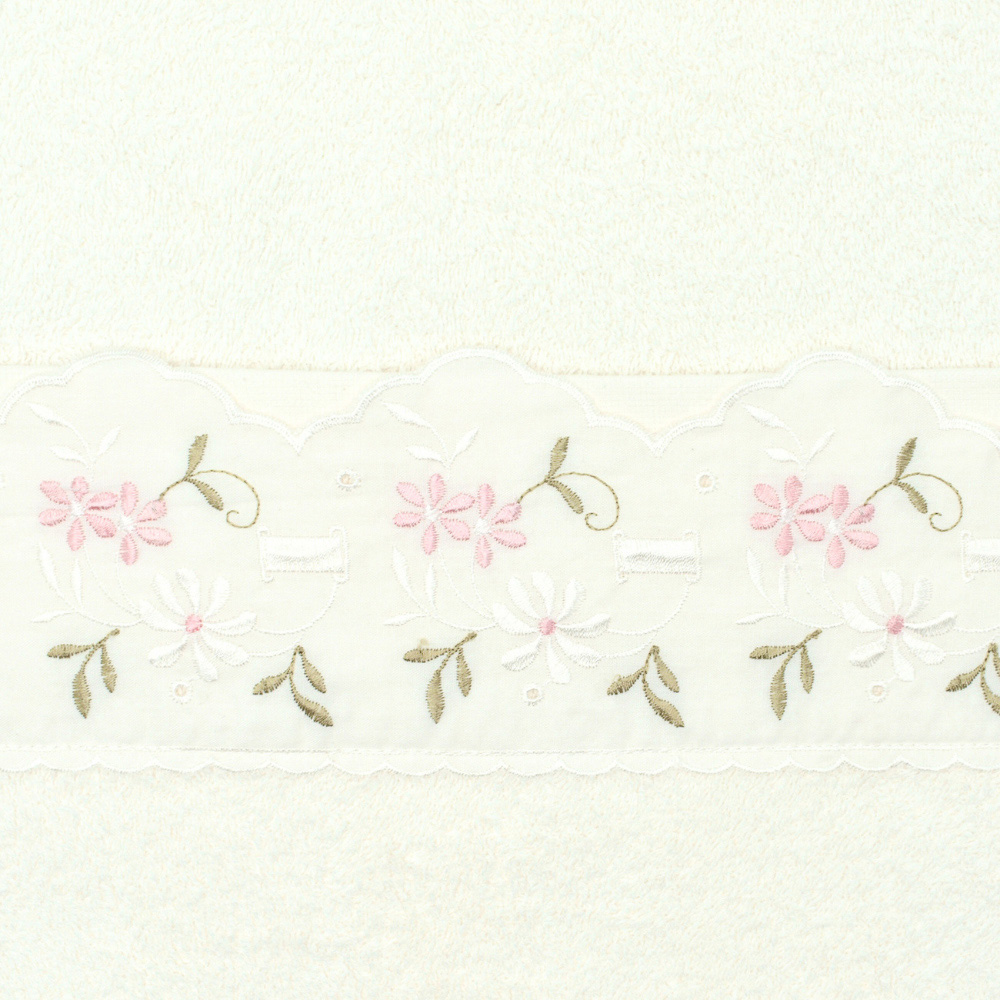 Velosso Charlotte Cotton White Bath Towel Set of 2 Image 2