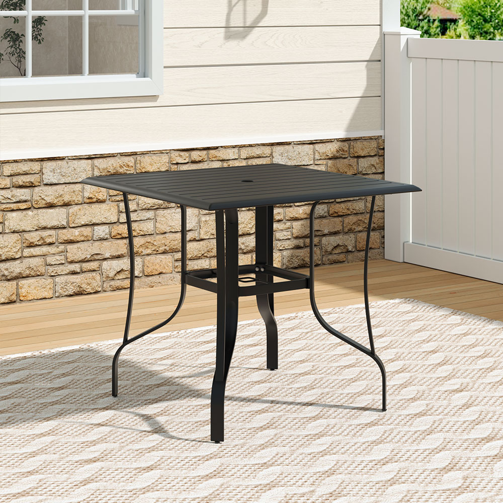 Living and Home 2 Seater Square Slatted Garden Table with Parasol Hole Image 5