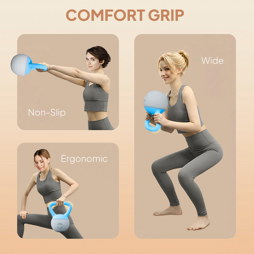 SPORTNOW Blue and Grey Soft Body Kettlebell with Non Slip Handle 4kg Image 8