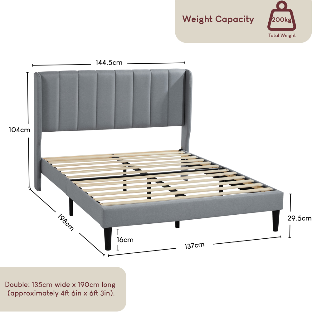 VIDA DESIGNS Vianna King Size Light Grey Linen Fabric Bed with Memory Foam Bonnell Spring Mattress Image 9