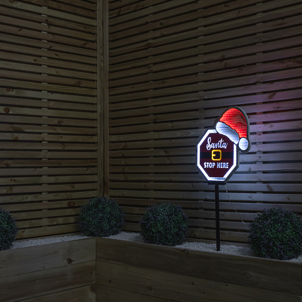 Samuel Alexander Red and White LED Santa Stop Here Sign with Santa Hat Christmas Decoration 40cm Image 3