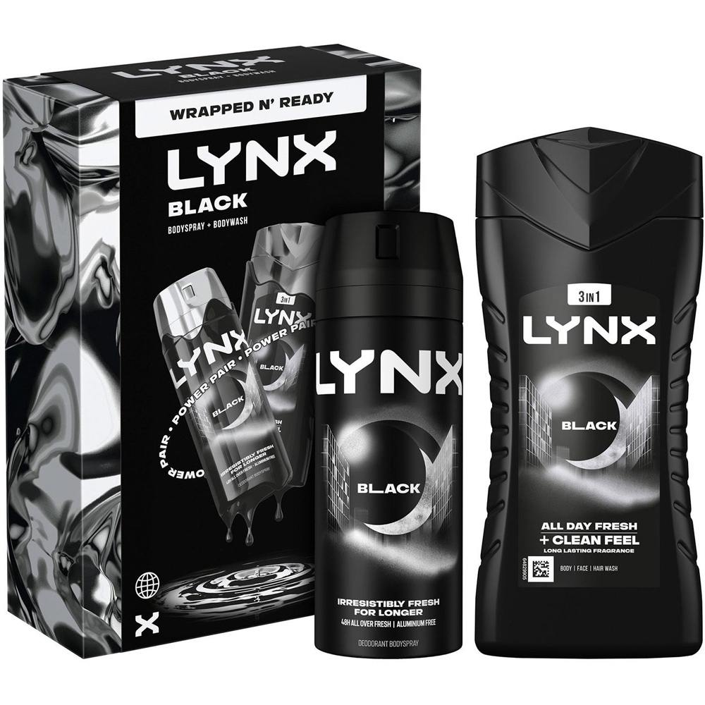 Lynx Black Fresh Scent and Skin Care Men Daily Grooming Duo Gift Set 3 Pack Image 2