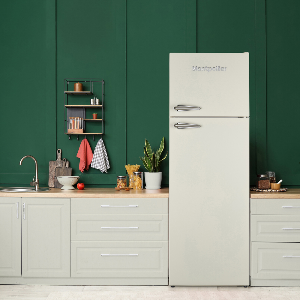 Montpellier MAB346EC Cream Top Mount Retro 312L Fridge Freezer Image 2