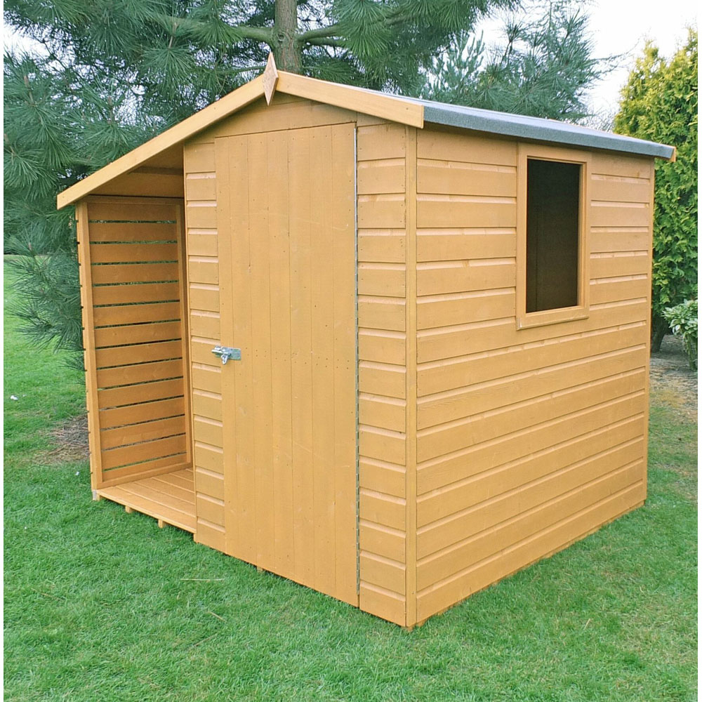 Shire 6 x 6ft Pressure Treated Wooden Apex Shed with Log Store Image 2