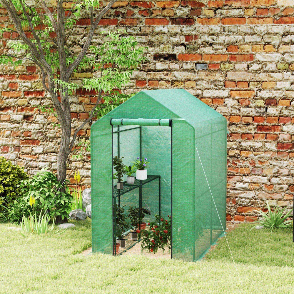 Outsunny Green 4 Shelf PE Cover 3.9 x 6.1ft Walk In Greenhouse Image 2