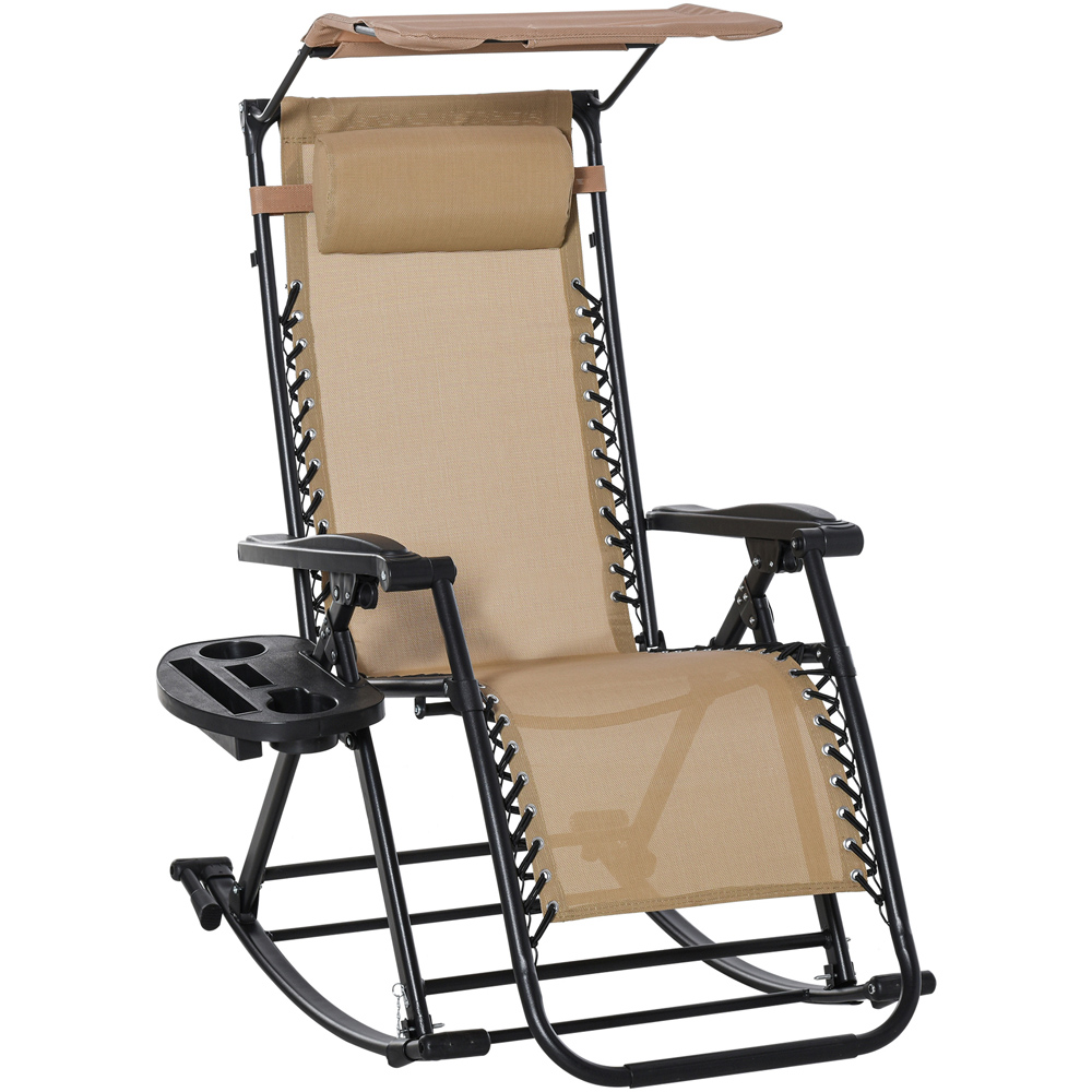 Outsunny Beige Zero Gravity Folding Recliner Chair Image 2